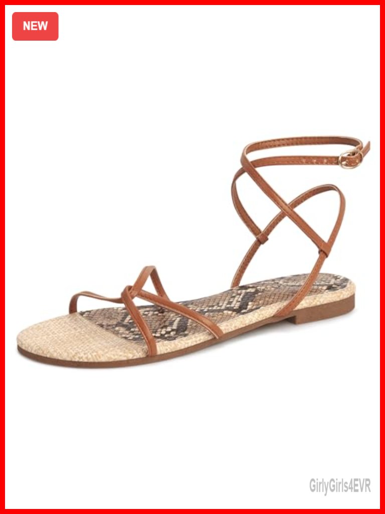 Lace Up Flat Sandals With Adjustable Ankle Strap Memory Foam